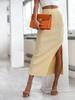 Elegant Ribbed Knit Slit Midi Skirt for Women - Summer Style