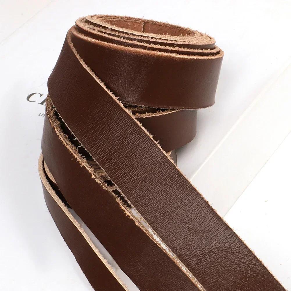 Universal 2Meters Single Sided Flat Cord Genuine Cow Leather Straps Strips DIY Clothing Making Bag Handles Belt Crafts Accessory