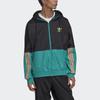 Adidas Originals Trefoil 2-Tones Lightweight Windbreaker With Logo Print Men Jackets Black Green GK5923