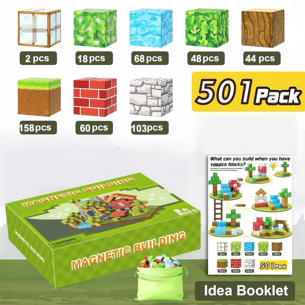 My Block World Children's Magnetic Cubes Set - Primeval Forest