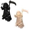 Niche PLA Model 3D Printed Cute Grim Reaper Figurine Skeleton Little Statue with Small Desktop Decoration Scythe & Skull Base Funny Gothic Halloween