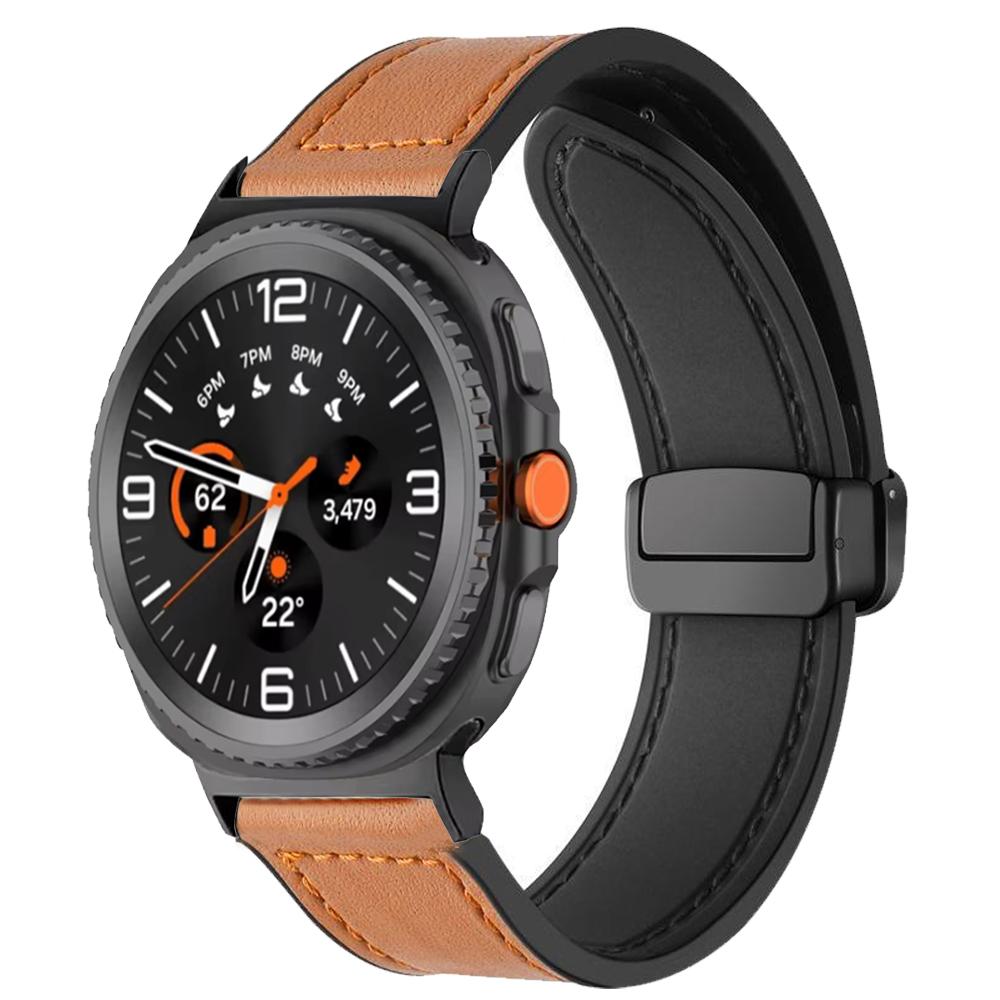 Leather+Silicone Strap for Samsung Galaxy Watch8 44mm 40mm Classic 46mm Magnetic Buckle Wristband for Galaxy Watch Ultra 2025 47mmBelt