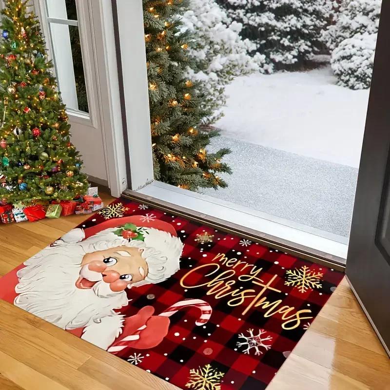 Weihnachts-Weihnachtsmann Rutschfeste Teppiche Waschbare Bodenmatten für Wohnzimmer Schlafzimmer Badezimmer Balkon Eingang Heimdekoration