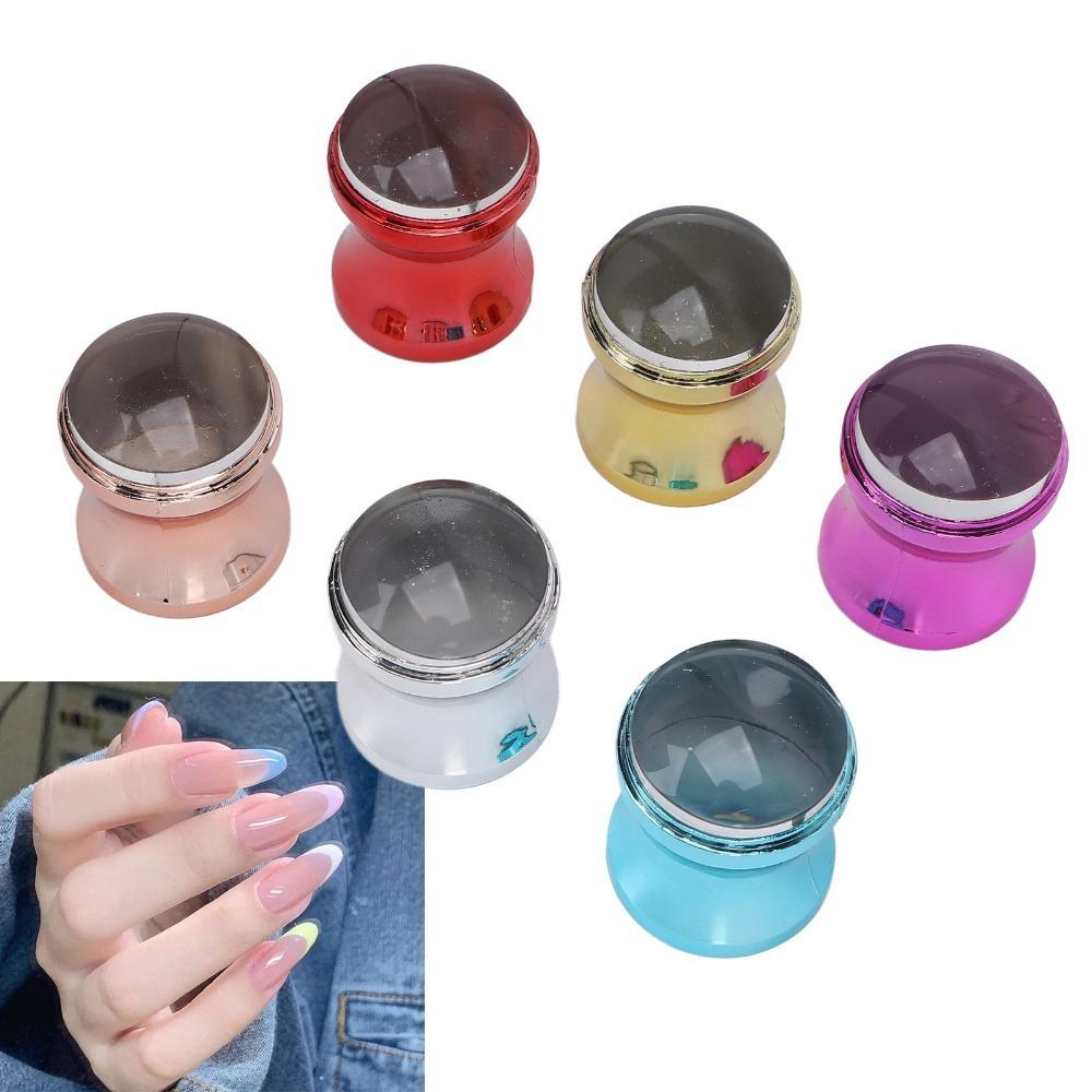 6pcs 6 Colors Nail Art Stamper Transparent Clear Jelly Stamper Silicone Stamper  DIY Nail Art