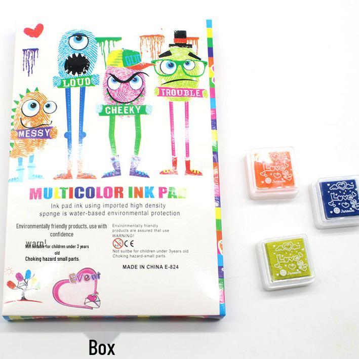 3x3cm Kids' Finger Paint Ink Pad Set, 24 Colors for DIY Painting