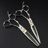 6.0" Damascus Pattern Left-Hand Hairdressing Scissors: Straight & Thinning Shears