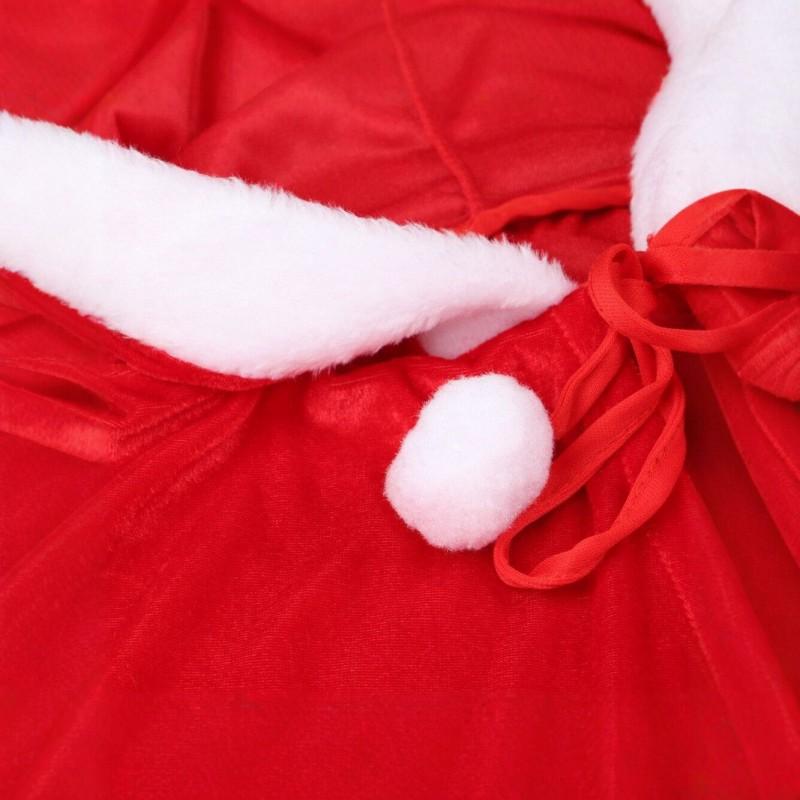 Girls Christmas Cape Velvet Cloak With Plush Trim Ties Holiday Party Cosplay
