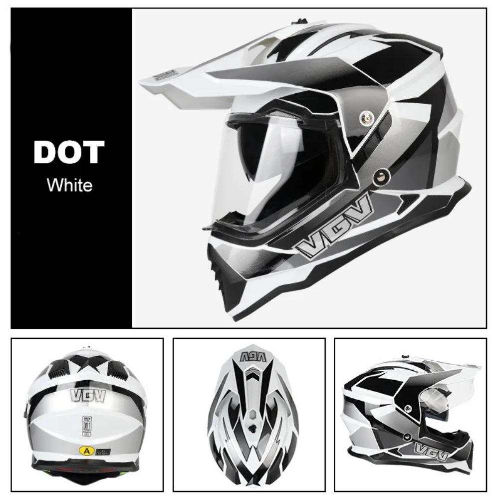 Full Face Off-Road Motorcycle Helmet with Windproof Face Shield and Integrated Sun Visor, DOT & ECE Certified, Lightweight ABS C