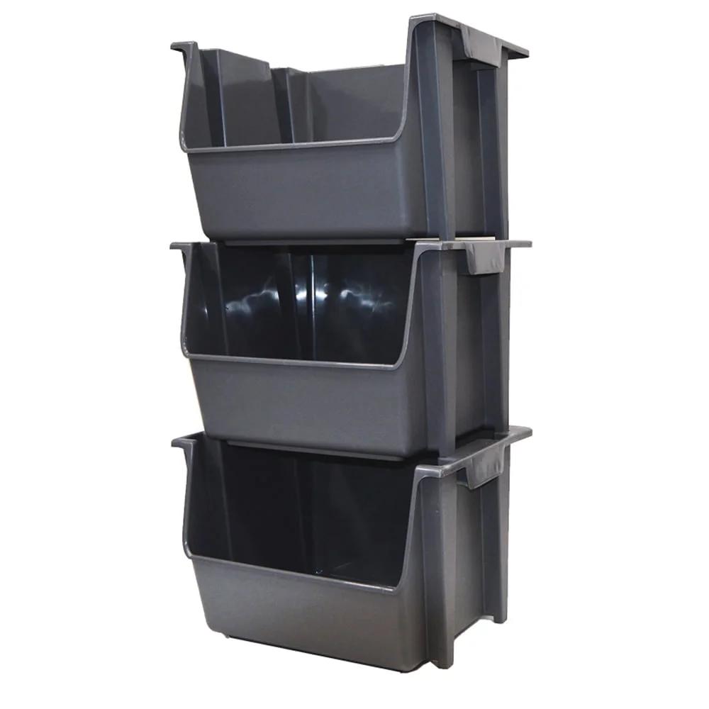 Heavy Duty Stackable Storage Bins Nesting Plastic Containers Perfect Home Office Organization Toys Tools and Household Items