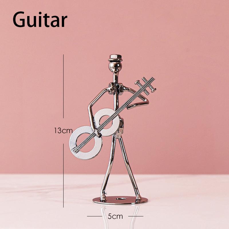 Retro Ironwork Band Ornament Metal Electroplating Mini Music Minimalist Guitar Violin Decoration Handicraft Classical Gift