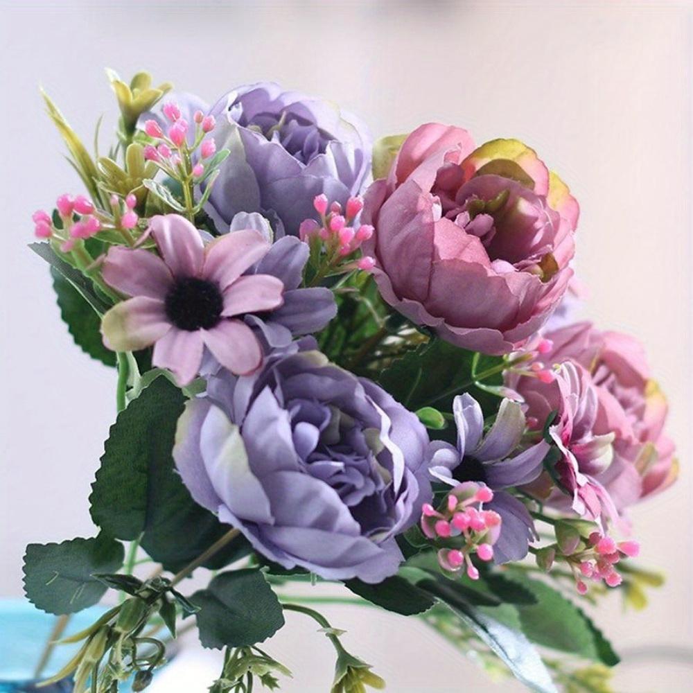 Elegant 11.81" Decor Peony & Daisy Bouquet - Vintage Style Artificial Flowers for Wedding, Home Decor, and Special Occasions