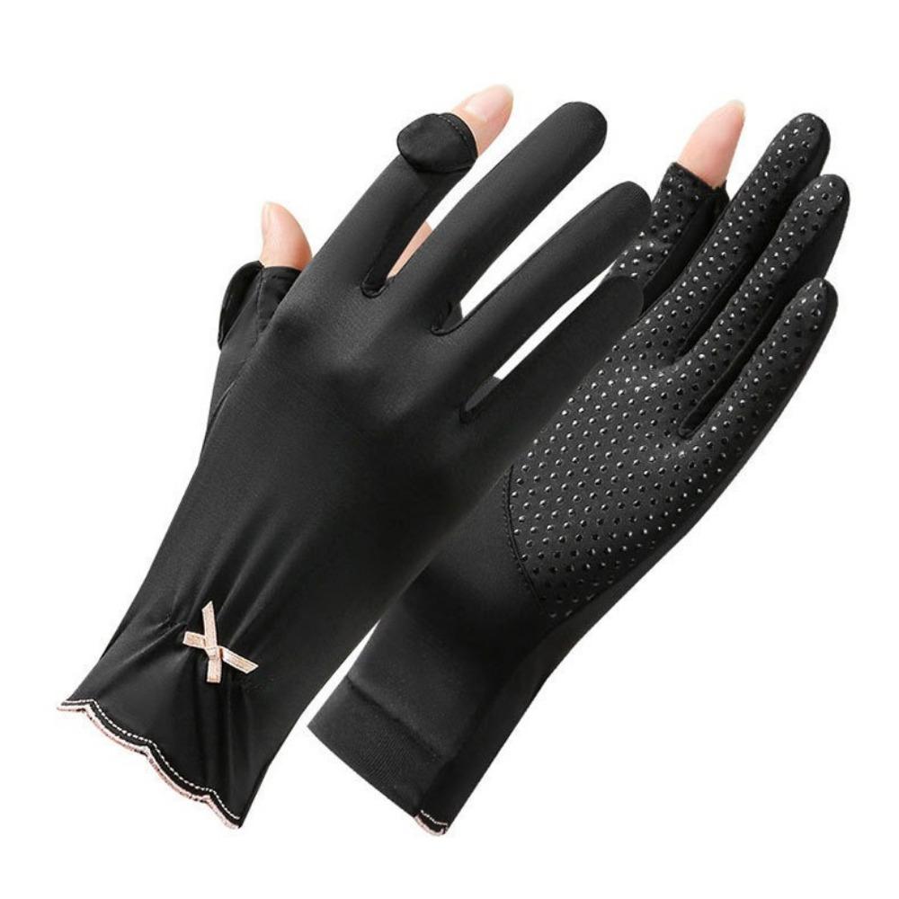 Sun Protection Women Sunscreen Gloves Thin Summer Driving Mittens Ice Silk Riding Gloves  Driving