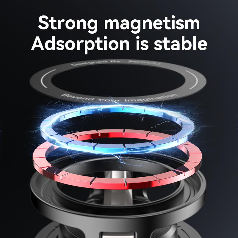 YESIDO C218 Compitable with Magsafe Car Phone Mount Stand Dual Axis Folding 360 Degree Rotating Magnetic Holder