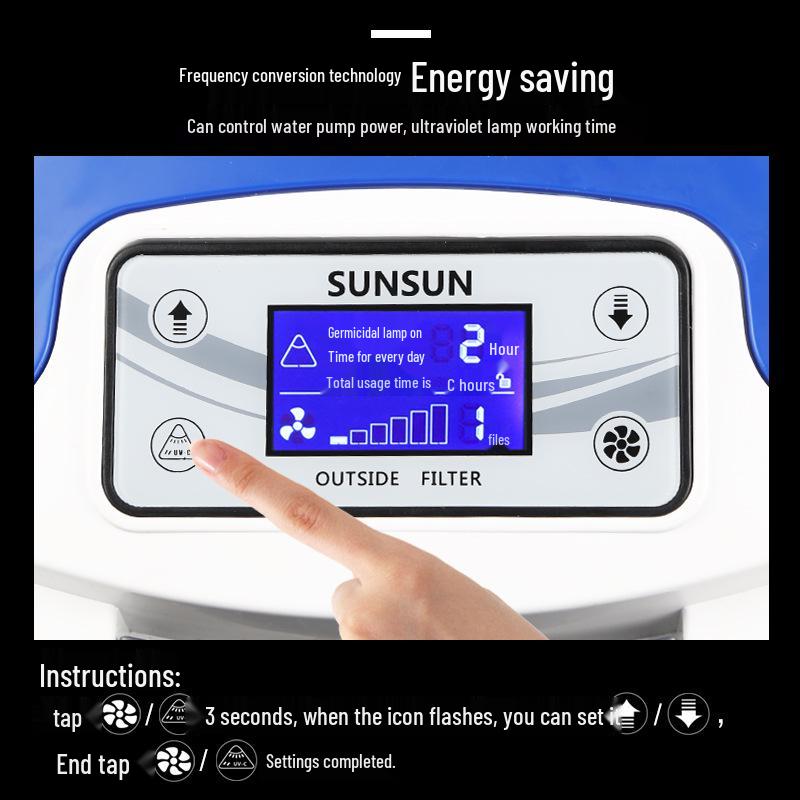 Silent Variable Frequency External Aquarium Filter HW-3000 for Planted and Large Fish Tanks