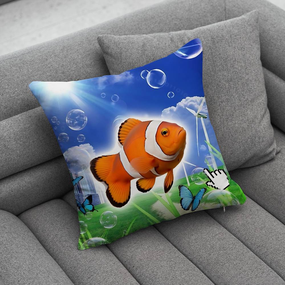 Frutiger Aero Art Pillow Case Antidustmite Pillowcase Invisible zipper silky short plush Sofa cushion cover