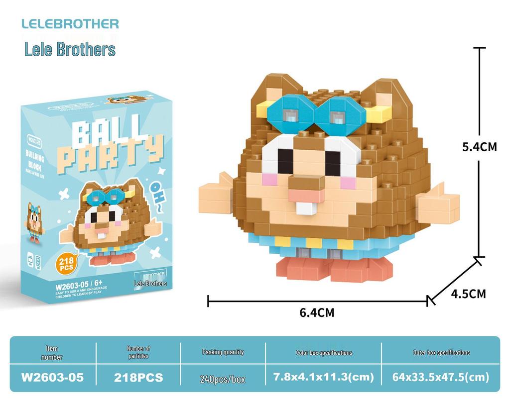 Lele Brothers W2603 Animal Egg Doll Micro Building Blocks for Children's Day Gift