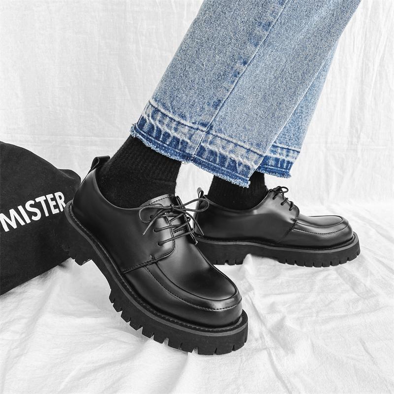 Casual Derby Men's Shoes Classic minimalist thick bottom style Outdoor Trendy Party Youth Office lace-up Hot selling Daily shoes