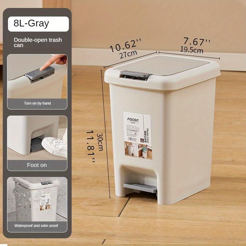 Coș de gunoi de mare capacitate cu capac, pentru uz casnic, baie, living, bucătărie, dormitor, lumină de lux, cu pedală și presă, coș de gunoi