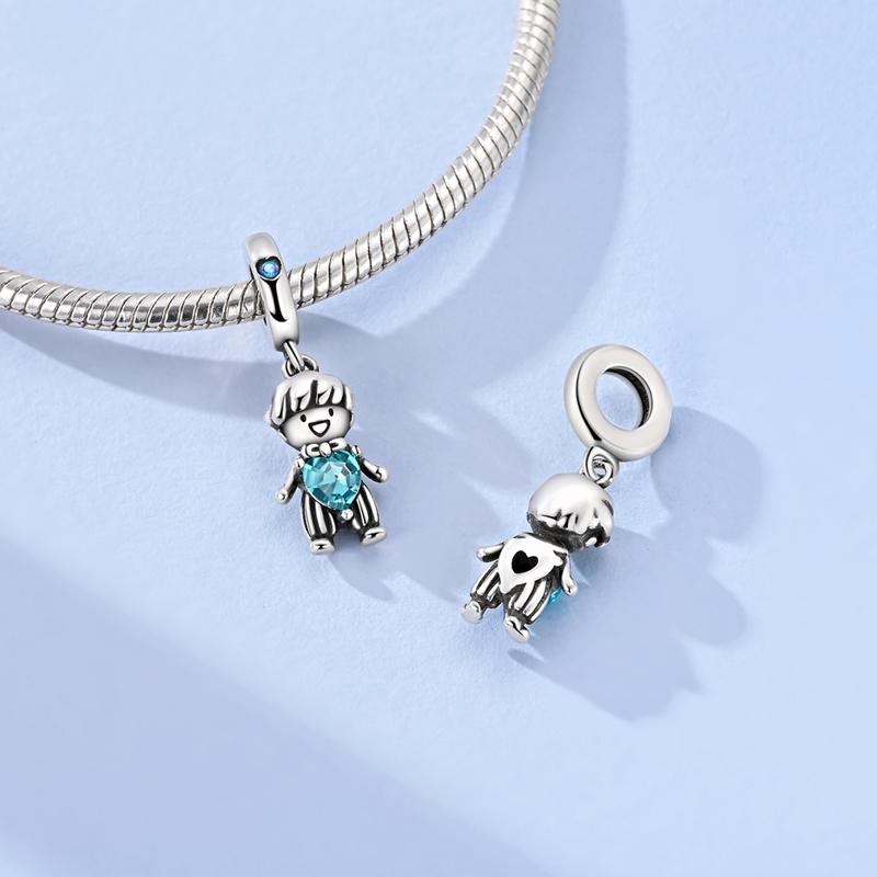Original 925 Sterling Silver Bead Charms Girl Boy Pendant Fit Original Bracelet Necklace For Women DIY Accessories Jewelry Gift