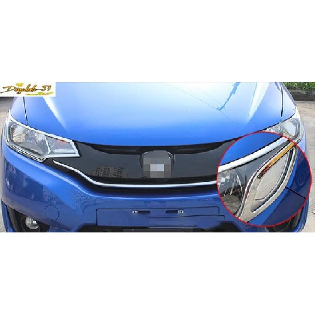 Fit For Honda Jazz 2014-2017 chrome Front HeadLight Lamp Cover Trim 2PCS New
