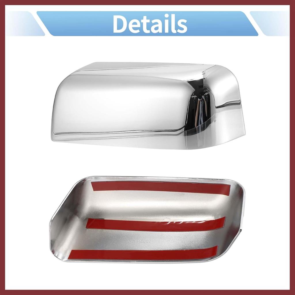 for Ford F-150 FX4 XLT 2004-2008 Driver Passenger Side Mirror Covers Cap Overlay Rearview Mirror Guard Covers Silver Tone 1 Pair