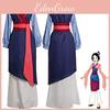Elegant Mulan Traditional Kimono Dress Full Set For Halloween Party Cosplay