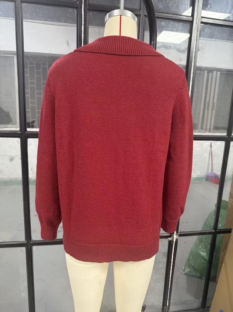 Fall/Winter 2026 Women's Solid Knit Button Cardigan with Long Sleeves