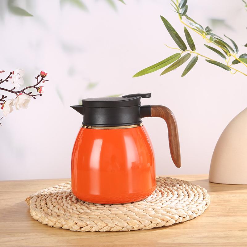 

Высокий уровень внешнего вида из нержавеющей стали вакуумный чайник большой емкости бытовой чайник для заваривания чая ручка для разделения тепла чайник 1100ml