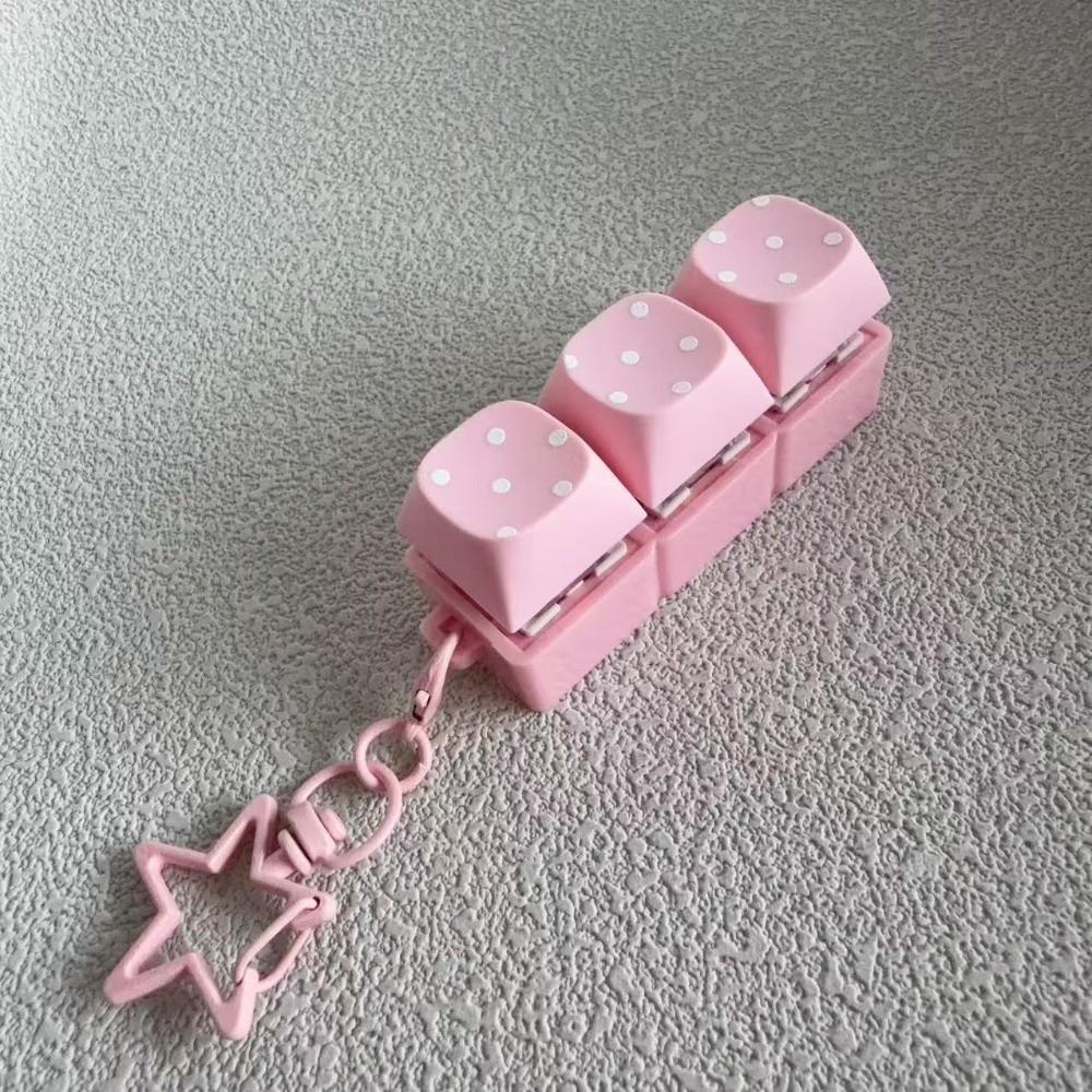 Button Keycap Fidget Keychain 3/4/6/9 Keys Bag Pendants New Finger Keyboard Toy  for Adult Kid