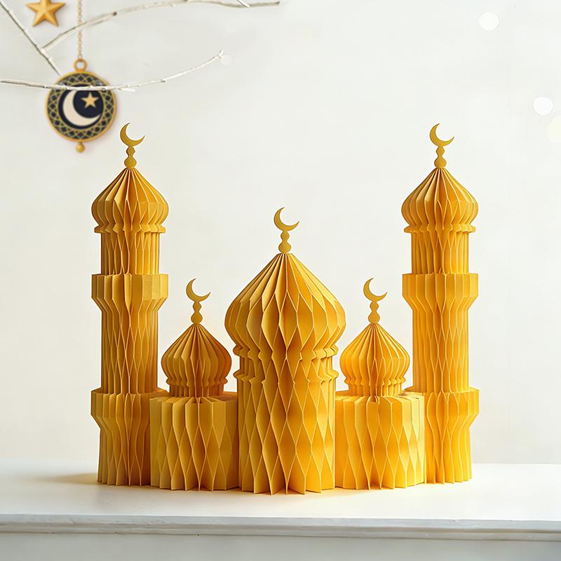 Eid Mubarak Party Hängedekoration 3D Wabenpapierlaterne Ramadan Party Banner Islam Muslim Wand DIY Party Dekoration
