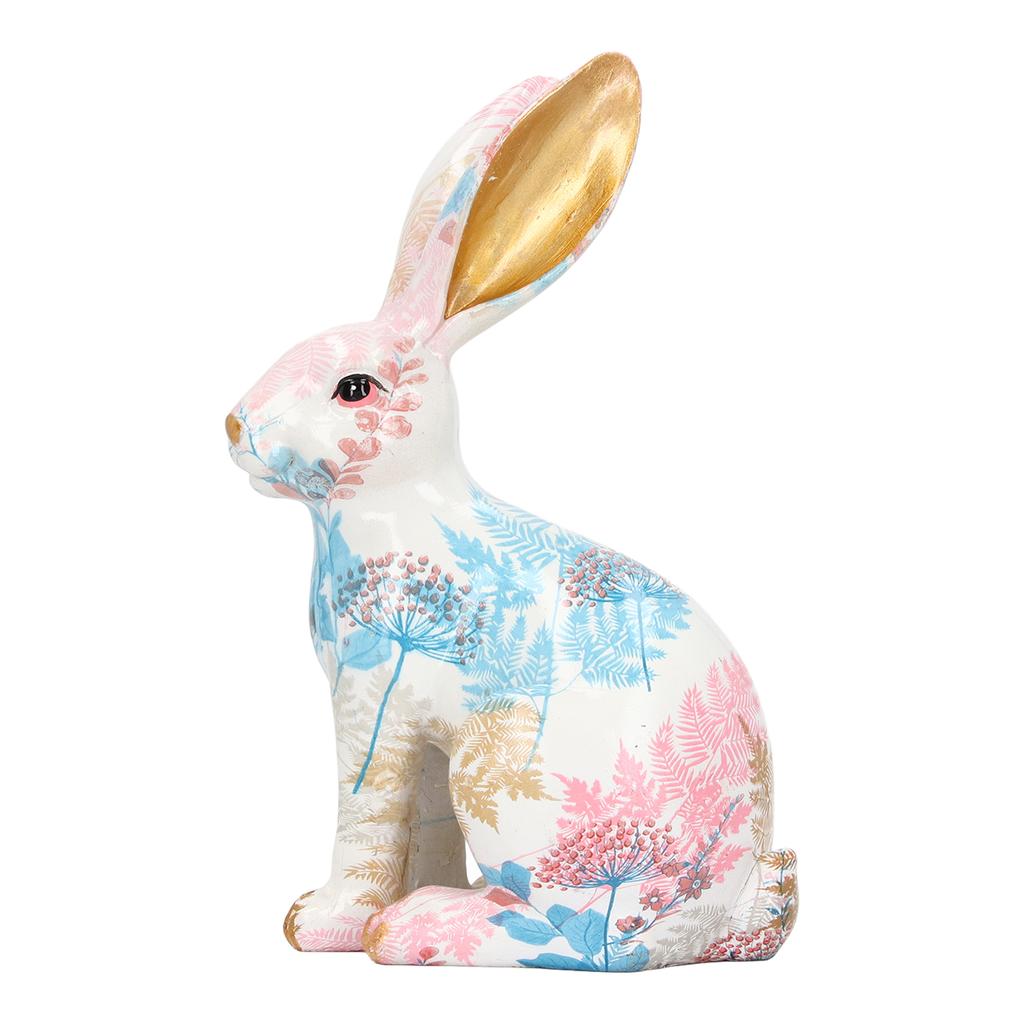 Colorful Rabbit Statue European Style Hand Crafted Rabbit Figure Nontoxic Synthetic Resin Rabbit