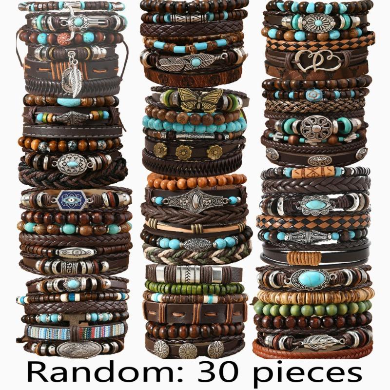 Hot Sale Skull Cow Head Zinc Alloy Accessories 6-piece Cowhide Bracelet Combination