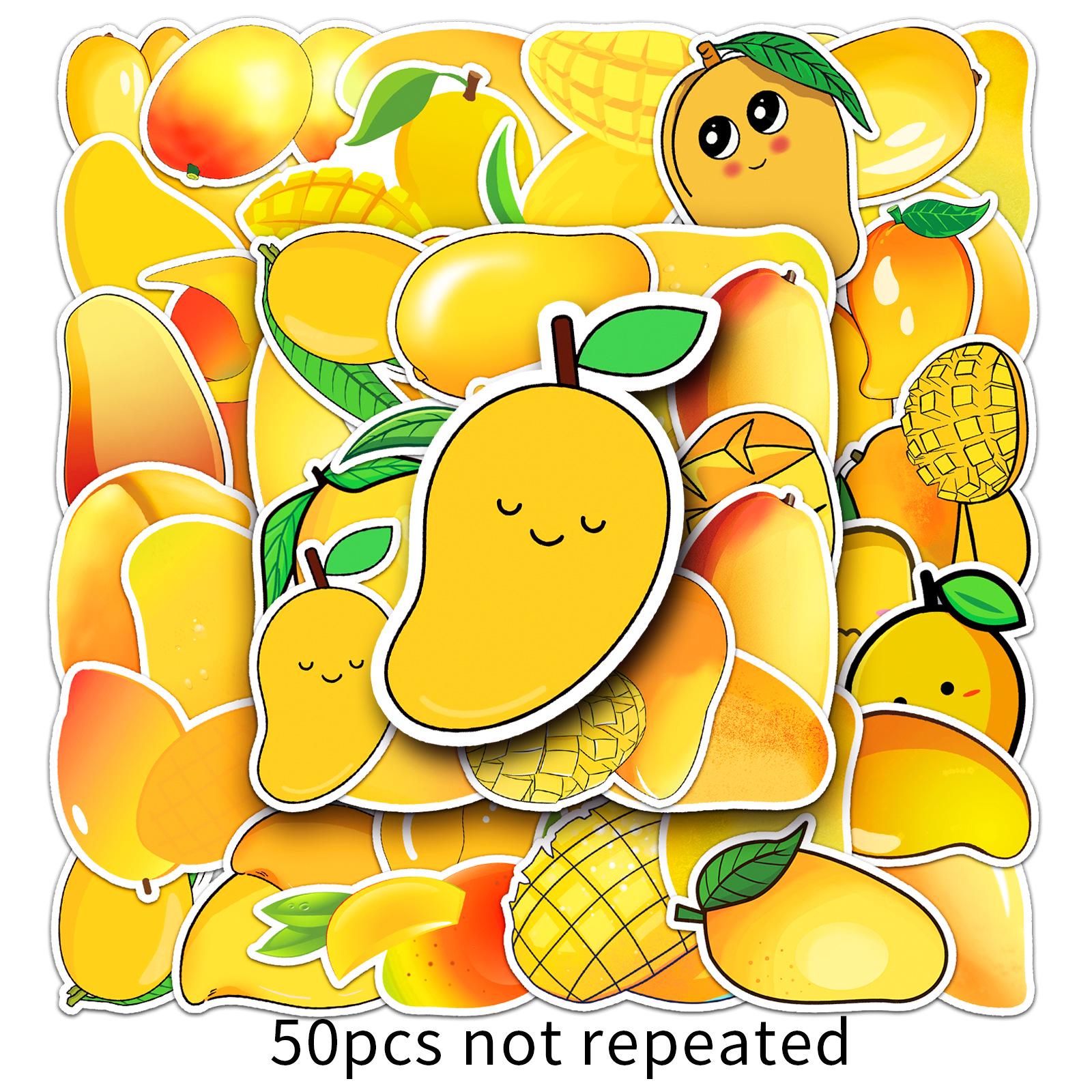 50-Piece Waterproof Mango Graffiti Fruit Cartoon Stickers for Phone Cases & Suitcases