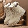 Men's Martin Boots Winter New Velvet Cotton Shoes Large Size Men's Shoes British Thickened Warm Snow Non-slip Rhubarb Boots
