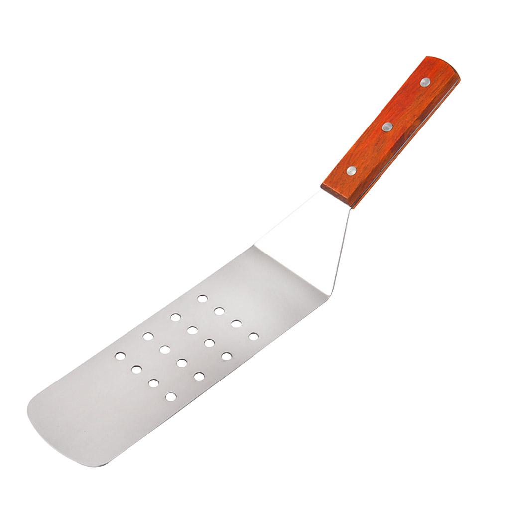 Spatula Kitchen Turner Stainless Steel Grill Cooking Utensil for BBQ Beef Steak, Slotted Turner with Plastic Handle