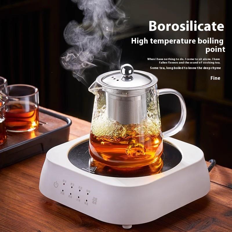 GIANXI Flower Teapot Open Flame Heating Glass Teapot Filter Tea Cup High Temperature Coffee Pot Coffee Cup Home Tea Set