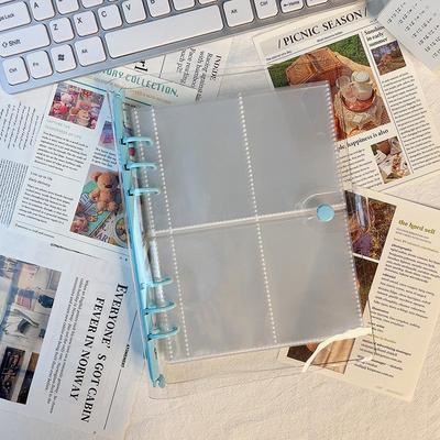 A5 Non-Slip Business Card Holder with 4-Grid Transparent Inner Pockets for Polaroid 3-Inch Photo Storage