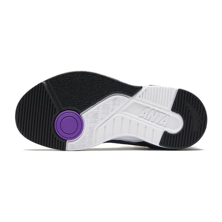 Anta Kids Warm Fleece Shock Absorbing Wear Resistant Low Top Basketball Shoes Kids sneaker Black White Blue 312346928-2