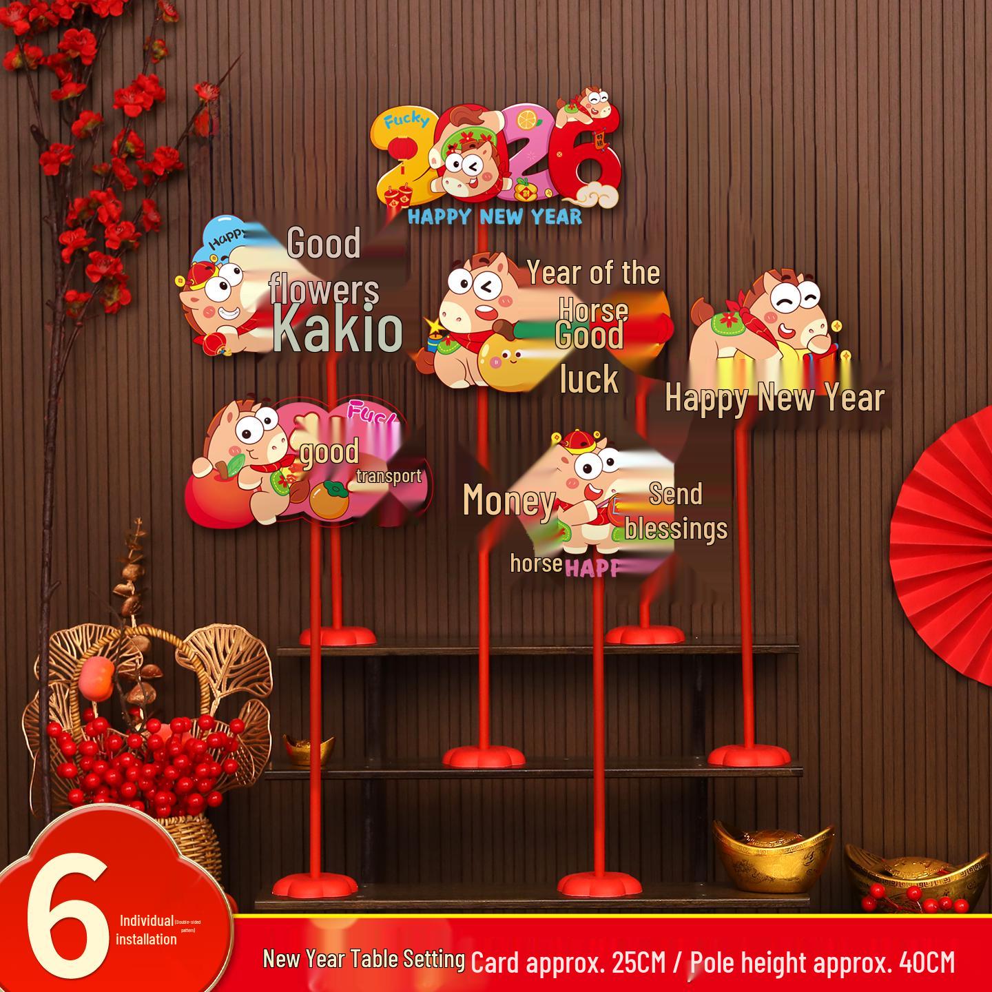Year of the Horse 2026 New Year Table Ornament | Spring Festival Display Card for Mall Counters
