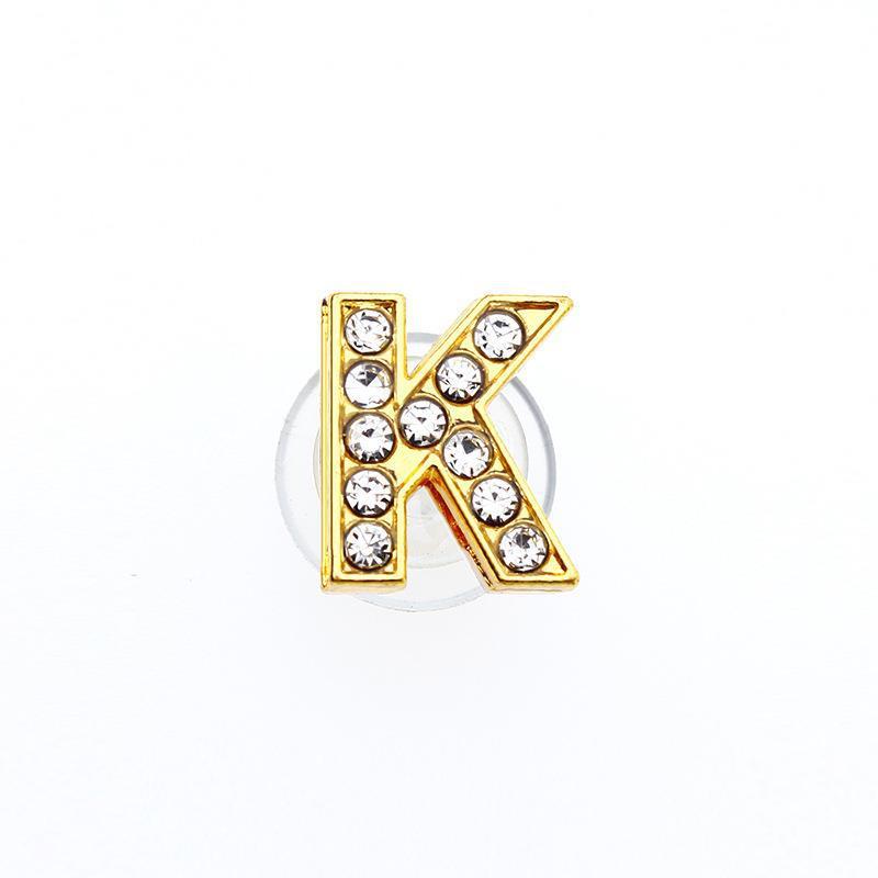 1Pcs Gold Letters Metal Shoe Charms Crystal Diamond Alloy Charms Shoes Accessories Buckle High Quality Shoes Decoration