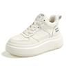 Leather high-top autumn and winter velvet muffin thick-soled small casual board shoes