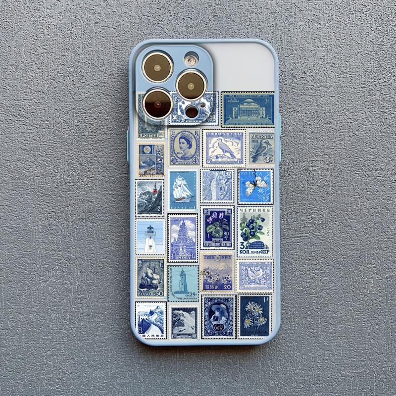 

Stamp Collage Pattern Full Coverage Phone Case for IPhone 16 15 14 Pro Max Plus 13 Mini 12 11 Pro Max XR XS X 7 8 SE2 Back Cover iphone X or XS