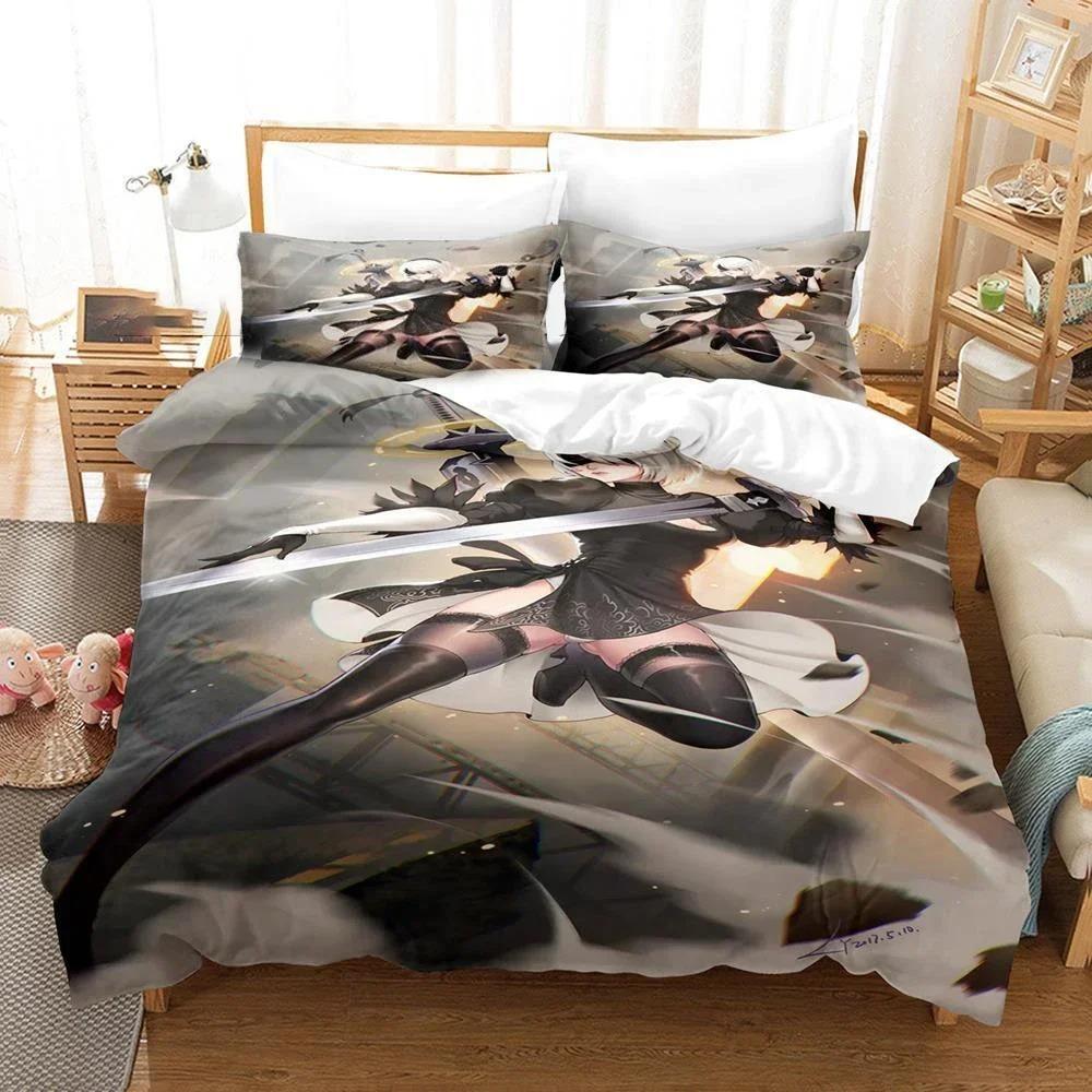 3D Printed NieR Automata Beding Set For Bedrom Soft Modern Bedspreads Comefortable Children Kids Soft Duvet Cover Comfortable Quilt Cover And