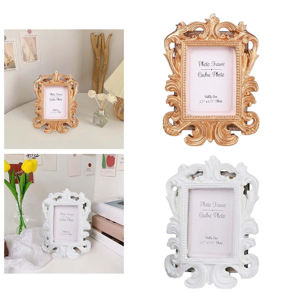 Bilderamme Antikk Fotoramme Liten Fotoramme Ornamentert Klassisk Bordplate Fotoramme Foto Bildeholder for Skrivebord Gave