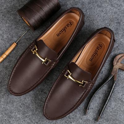 Fashion Genuine Leather Men's Casual Shoes Business Formal Men Loafers Moccasins Breathable Slip On Male Boat Shoes Comfy Driving Flats