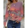 Womens Long Sleeve Crew Neck T-Shirt With 3D Flamingo Print Soft Milk Silk Fabric Loose Fit Casual 2025