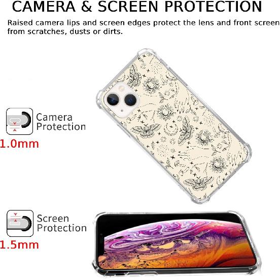 Mystic Witchy Astrology Case Compatible with iPhone 14, Celestial Butterfly Hands Moth Case for iPhone 14, Cool Trendy TPU Bumper Case Cover