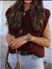 European & American Women's Chunky Knit Vest with Large Buttons
