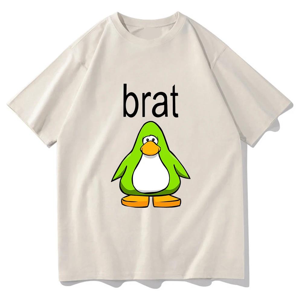Brat Club Penguin T-shirt Women's Casual Loose Charli XcX Brat Its Completely Different But Still Brat T-shirt Cute T-shirt
