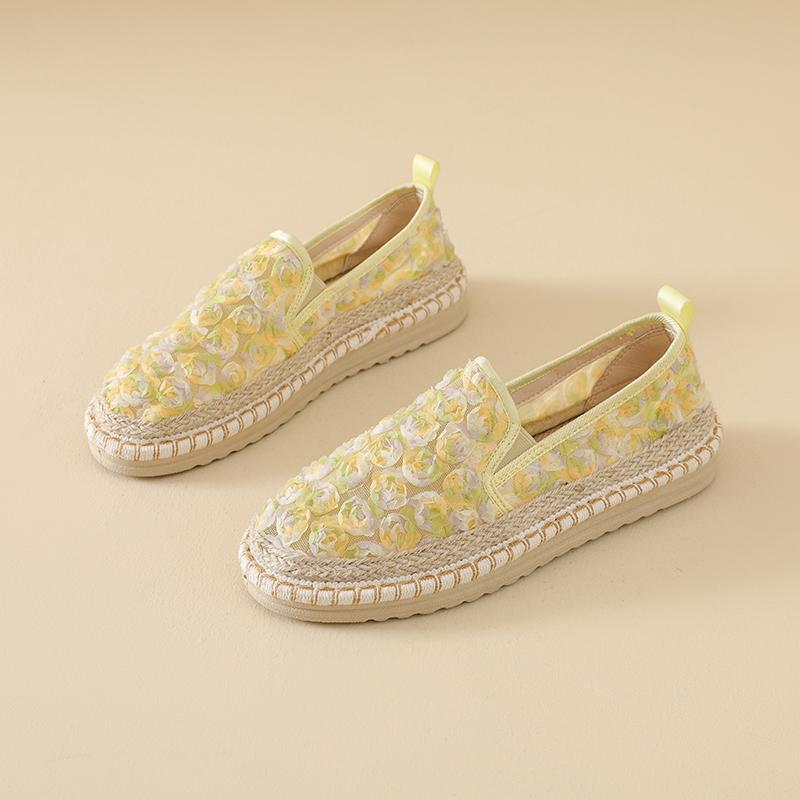 Hot Sale Breathable Mesh Lace Ballet Flats Shoes Womens Espadrilles Casual Floral Women'S Loafers Zapatillas Fisherman
